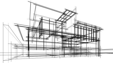 Ev yapımı mimari çizim vektörü illüstrasyonu