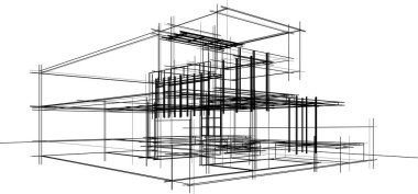 Ev yapımı mimari çizim vektörü illüstrasyonu