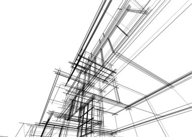 Ev yapımı mimari çizim vektörü illüstrasyonu