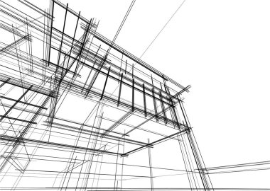 Ev yapımı mimari çizim vektörü illüstrasyonu