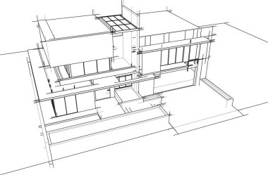 Ev yapımı mimari çizim vektörü illüstrasyonu