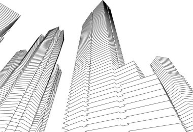 soyut mimari duvar kağıdı gökdelen tasarım vektör çizimi, dijital konsept arkaplan