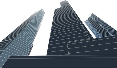 soyut mimari duvar kağıdı gökdelen tasarım vektör çizimi, dijital konsept arkaplan