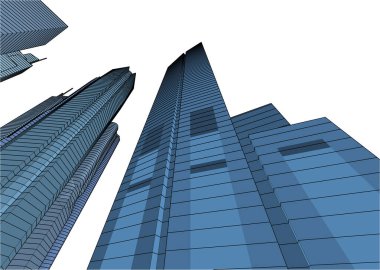 soyut mimari duvar kağıdı gökdelen tasarım vektör çizimi, dijital konsept arkaplan