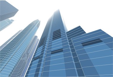 soyut mimari duvar kağıdı gökdelen tasarım vektör çizimi, dijital konsept arkaplan