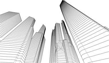 soyut mimari duvar kağıdı gökdelen tasarım vektör çizimi, dijital konsept arkaplan