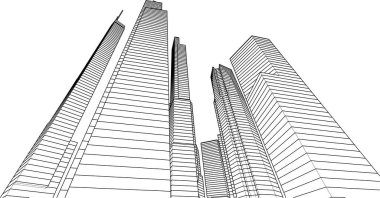 soyut mimari duvar kağıdı gökdelen tasarım vektör çizimi, dijital konsept arkaplan