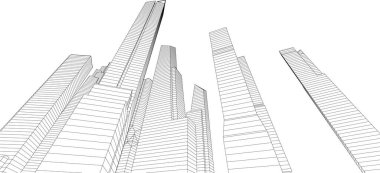 soyut mimari duvar kağıdı gökdelen tasarım vektör çizimi, dijital konsept arkaplan