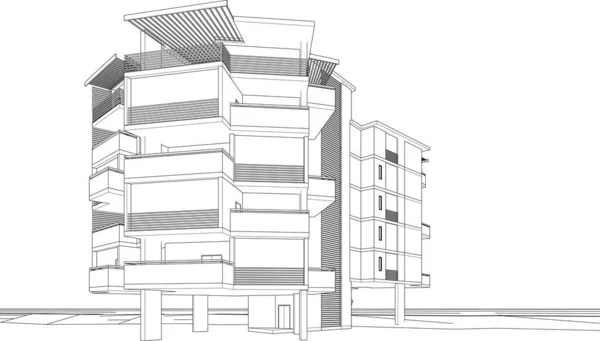 Astratto Disegno Architettonico Wallpaper Alto Edificio Sfondo Concetto Digitale — Vettoriale Stock