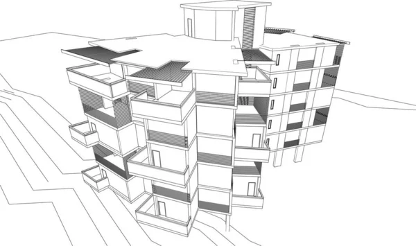 建筑墙纸高楼设计 数字概念背景 — 图库矢量图片