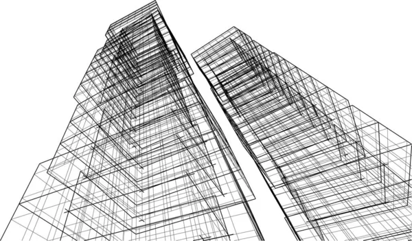 未来派城市摩天大楼背景 矢量图解 — 图库矢量图片