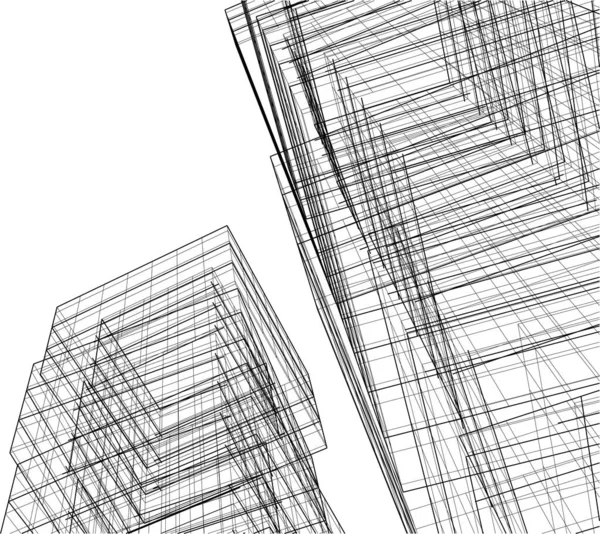 Futuristische Stad Wolkenkrabbers Achtergrond Vector Illustratie — Stockvector