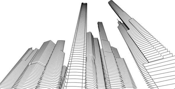 Abstracto Arquitectónico Fondo Pantalla Rascacielos Edificio Diseño Vector Ilustración Fondo — Vector de stock