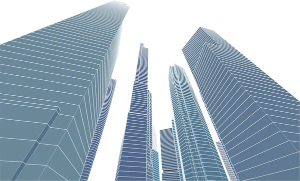 抽象的な建築壁紙の高層ビルの設計ベクターのイラスト デジタル概念の背景 — ストックベクタ