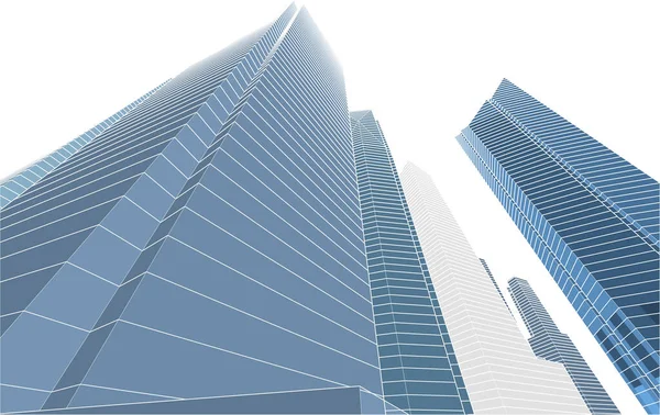 建筑墙纸摩天大楼设计图 数字概念背景 — 图库矢量图片