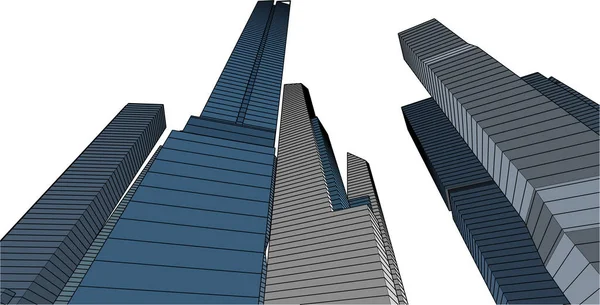 Abstrakt Arkitektonisk Tapet Skyskrapa Byggnad Design Vektor Illustration Digitalt Koncept — Stock vektor