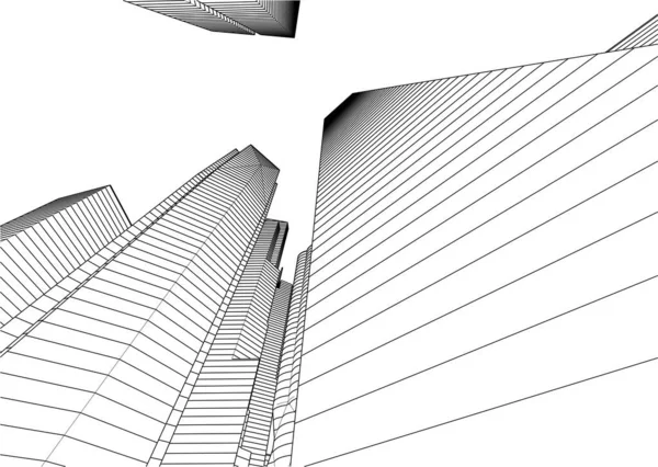 Abstrato Arquitetura Papel Parede Arranha Céus Construção Design Vetor Ilustração — Vetor de Stock