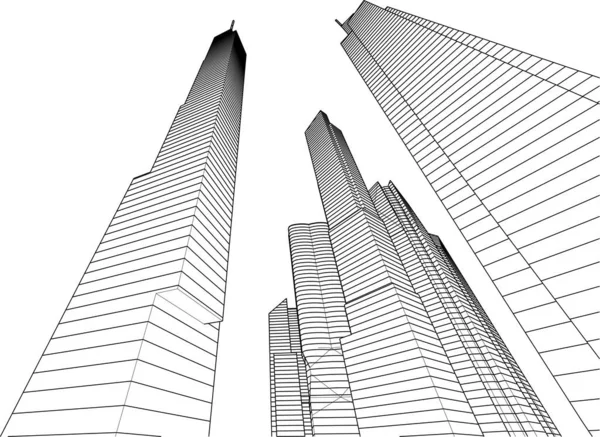 Abstrakt Arkitektonisk Tapet Skyskraber Bygning Design Vektor Illustration Digital Koncept – Stock-vektor