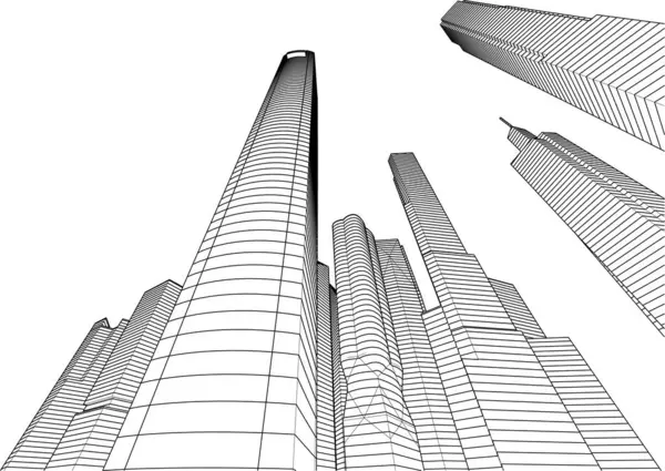 Abstracto Arquitectónico Fondo Pantalla Rascacielos Edificio Diseño Vector Ilustración Fondo — Archivo Imágenes Vectoriales