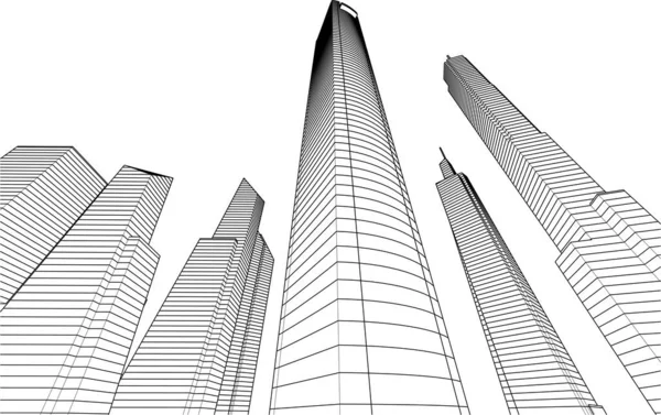 Abstrait Architecture Papier Peint Gratte Ciel Bâtiment Conception Illustration Vectorielle — Image vectorielle