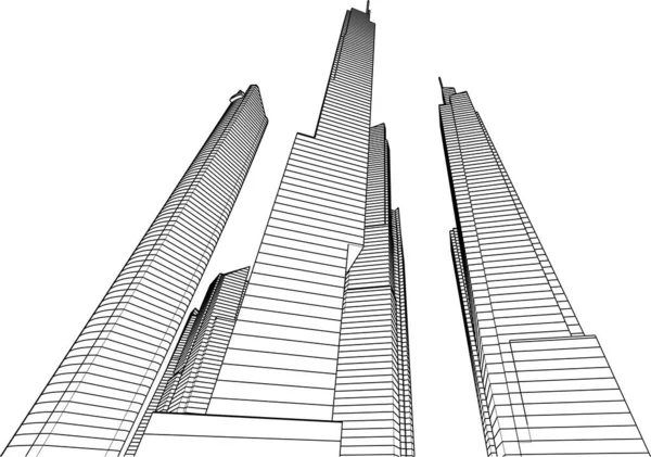 建筑墙纸摩天大楼设计图 数字概念背景 — 图库矢量图片