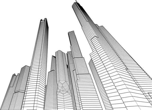 Абстрактні Архітектурні Шпалери Хмарочос Дизайн Будівлі Векторні Ілюстрації Цифровий Концепт — стоковий вектор