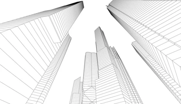 Abstrakte Architektonische Tapete Wolkenkratzer Gebäude Design Vektor Illustration Digitales Konzept — Stockvektor