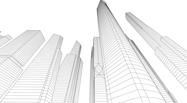 Abstrakt Arkitektonisk Tapet Skyskrapa Byggnad Design Vektor Illustration Digitalt Koncept — Stock vektor