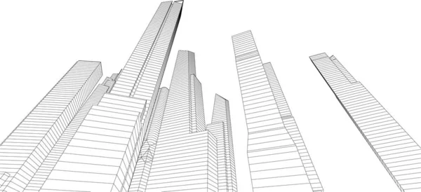 Abstract Architectural Wallpaper Skyscraper Building Design Vector Illustration Digital Concept — Stock Vector
