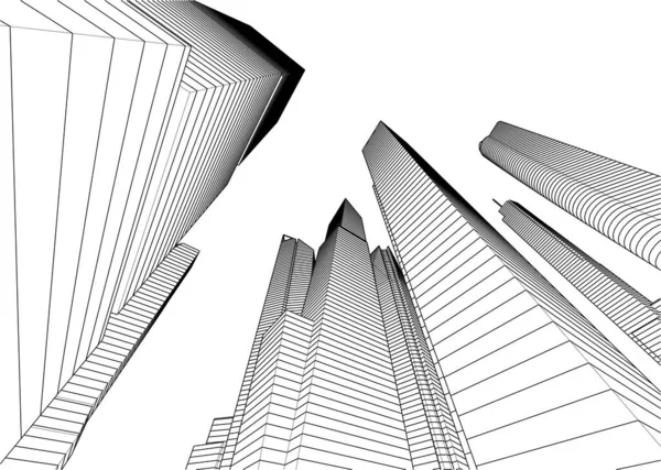 Абстрактные Архитектурные Обои Небоскреб Дизайн Здания Векторной Иллюстрации Цифровой Концептуальный — стоковый вектор