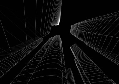 soyut mimari duvar kağıdı gökdelen tasarımı, dijital konsept arkaplan