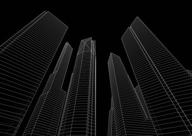 soyut mimari duvar kağıdı gökdelen tasarımı, dijital konsept arkaplan