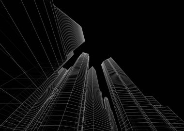 soyut mimari duvar kağıdı gökdelen tasarımı, dijital konsept arkaplan