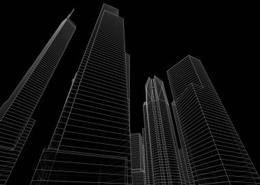 soyut mimari duvar kağıdı gökdelen tasarımı, dijital konsept arkaplan