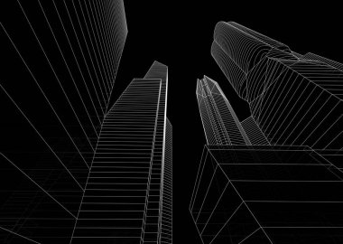 soyut mimari duvar kağıdı gökdelen tasarımı, dijital konsept arkaplan