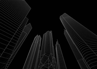 soyut mimari duvar kağıdı gökdelen tasarımı, dijital konsept arkaplan