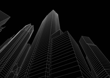 soyut mimari duvar kağıdı gökdelen tasarımı, dijital konsept arkaplan