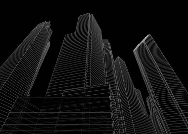 soyut mimari duvar kağıdı gökdelen tasarımı, dijital konsept arkaplan