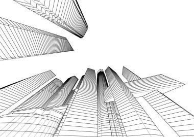 soyut mimari duvar kağıdı gökdelen tasarımı, dijital konsept arkaplan