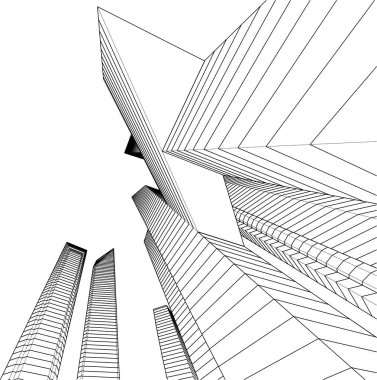 soyut mimari duvar kağıdı gökdelen tasarımı, dijital konsept arkaplan