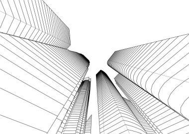 soyut mimari duvar kağıdı gökdelen tasarımı, dijital konsept arkaplan