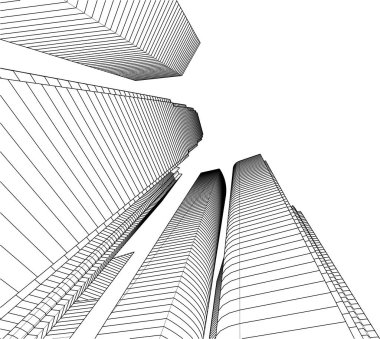 soyut mimari duvar kağıdı gökdelen tasarımı, dijital konsept arkaplan