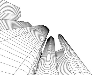 soyut mimari duvar kağıdı gökdelen tasarımı, dijital konsept arkaplan