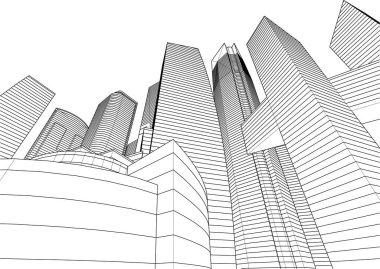 soyut mimari duvar kağıdı gökdelen tasarımı, dijital konsept arkaplan