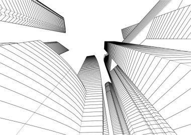 soyut mimari duvar kağıdı gökdelen tasarımı, dijital konsept arkaplan