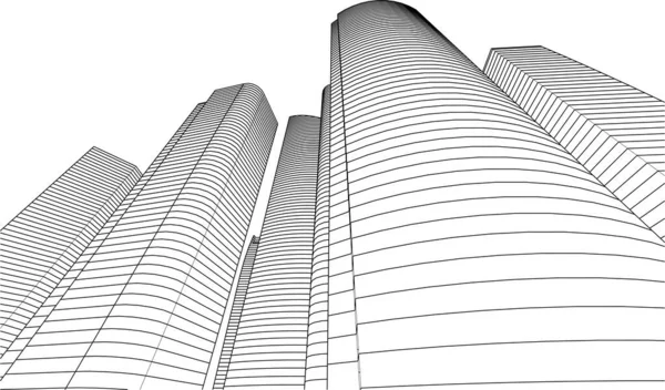 Abstrakte Architektonische Tapete Wolkenkratzer Gebäude Design Digitales Konzept Hintergrund — Stockvektor