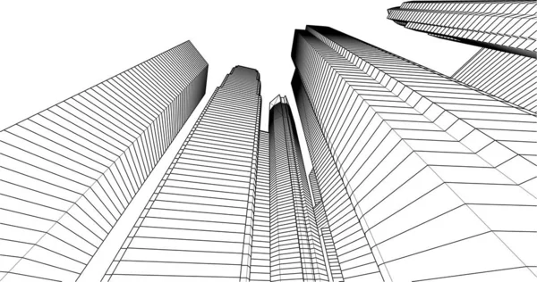 Abstrakt Arkitektonisk Tapet Skyskrapa Byggnad Design Digitalt Koncept Bakgrund — Stock vektor