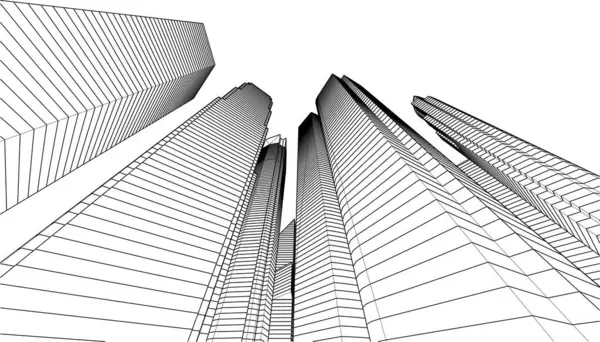 Abstract Architectonisch Behang Wolkenkrabber Gebouw Ontwerp Digitaal Concept Achtergrond — Stockvector