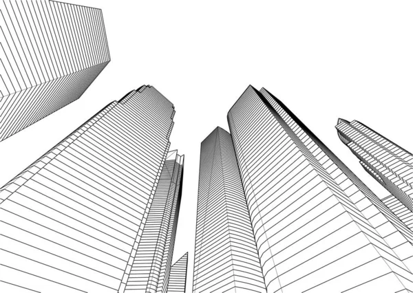 Abstrakt Arkitektonisk Tapet Skyskrapa Byggnad Design Digitalt Koncept Bakgrund — Stock vektor