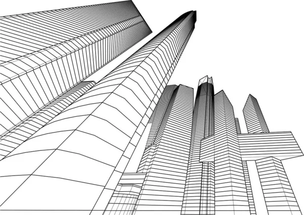 Diseño Abstracto Del Edificio Rascacielos Papel Pintado Arquitectónico Fondo Concepto — Archivo Imágenes Vectoriales